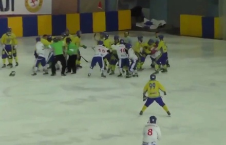 Сборные Украины и Монголии устроили ледовое побоище на ЧМ по хоккею с мячом