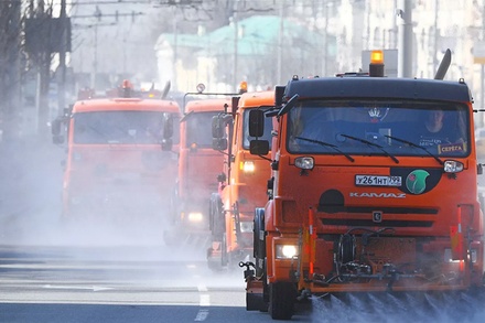 В Москве провели девятую масштабную дезинфекцию улиц и тротуаров