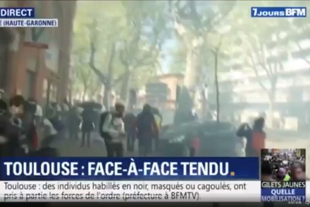 В Тулузе полиция применила слезоточивый газ против участников акции «жёлтых жилетов»