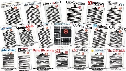 Австралийские газеты вышли с закрашенными первыми полосами в знак протеста