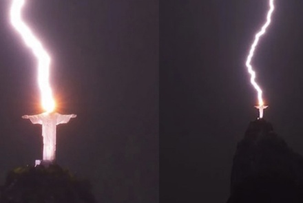В статую Христа-Искупителя в Рио-де-Жанейро ударила молния