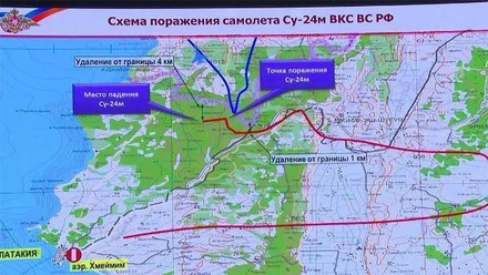 Минобороны РФ обнародовало схему поражения Су-24 турецкими ВВС
