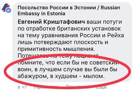 В посольстве России в Таллине объяснили, почему назвали эстонского блогера «абажуром»