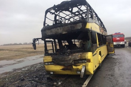 В Ставропольском крае на ходу загорелся автобус с пассажирами