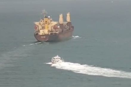 Российское судно перед столкновением с мостом в Пусане врезалось в круизный лайнер