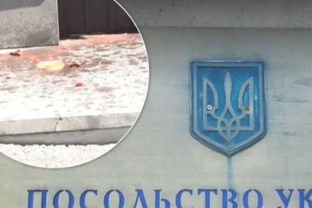 Посольство Украины в Армении облили борщом