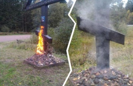 В Ярославской области подожгли придорожный православный крест