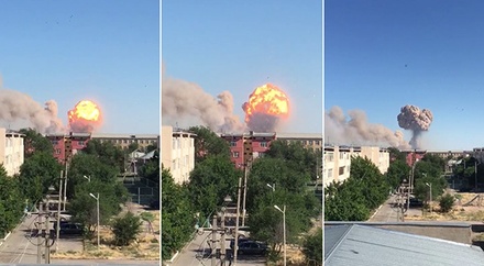 На юге Казахстана эвакуируют население из-за пожара в арсенале