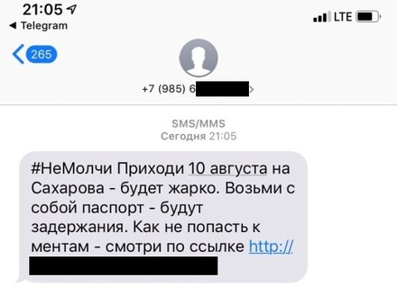 СМИ сообщили о провокационной SMS-рассылке накануне митинга в Москве