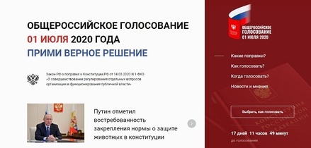 На сайте об изменении Конституции не упомянули поправку о сроках Путина