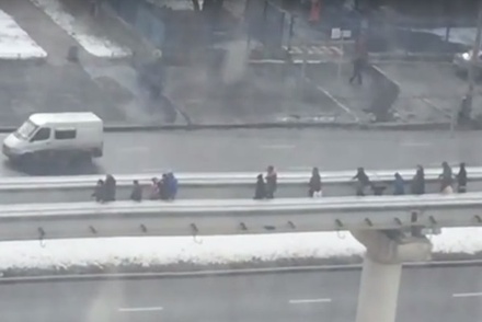 В Москве пассажирам монорельса пришлось идти по путям на 6-метровой высоте