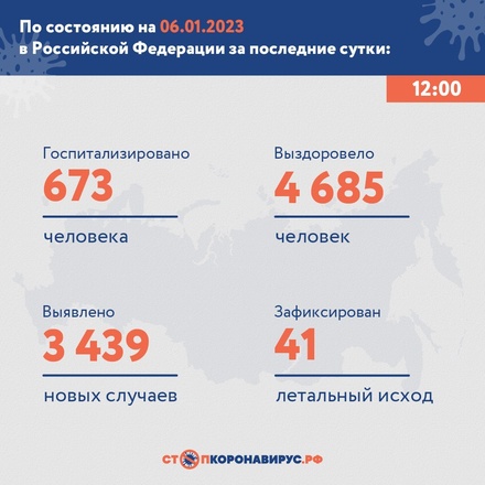 В России за сутки зафиксировано 3 439 случаев заражения коронавирусом