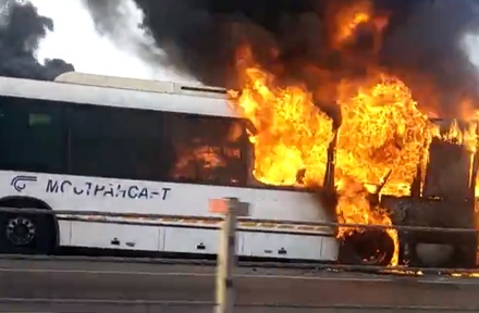 В Подмосковье загорелся пассажирский автобус 