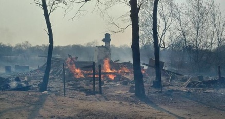 В Амурской области из-за пала травы загорелась деревня