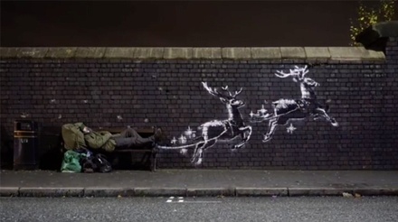 В Бирмингеме появилось рождественское граффити Бэнкси