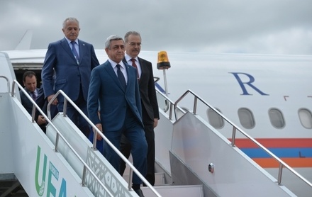 Президент Армении Серж Саргсян прибыл в Уфу на саммит ШОС