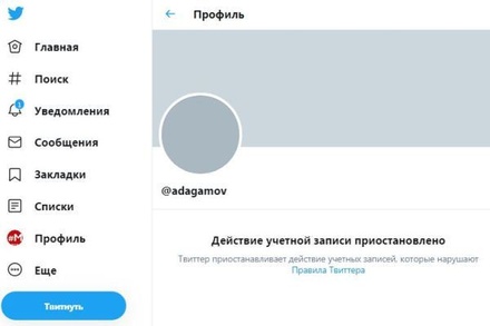 Twitter заблокировал аккаунт блогера Рустема Адагамова