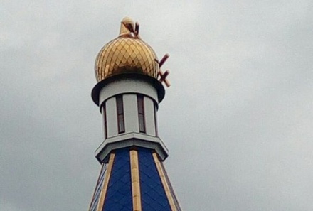 В Королёве ветер сорвал крест на башне храма Рождества Богородицы