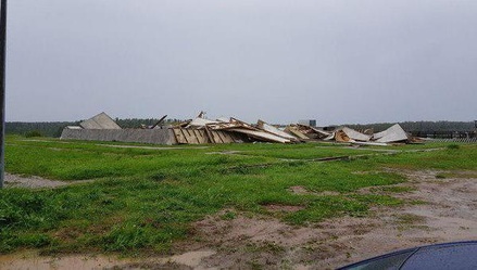 На Новорижском шоссе во время урагана рухнула пирамида Голода 
